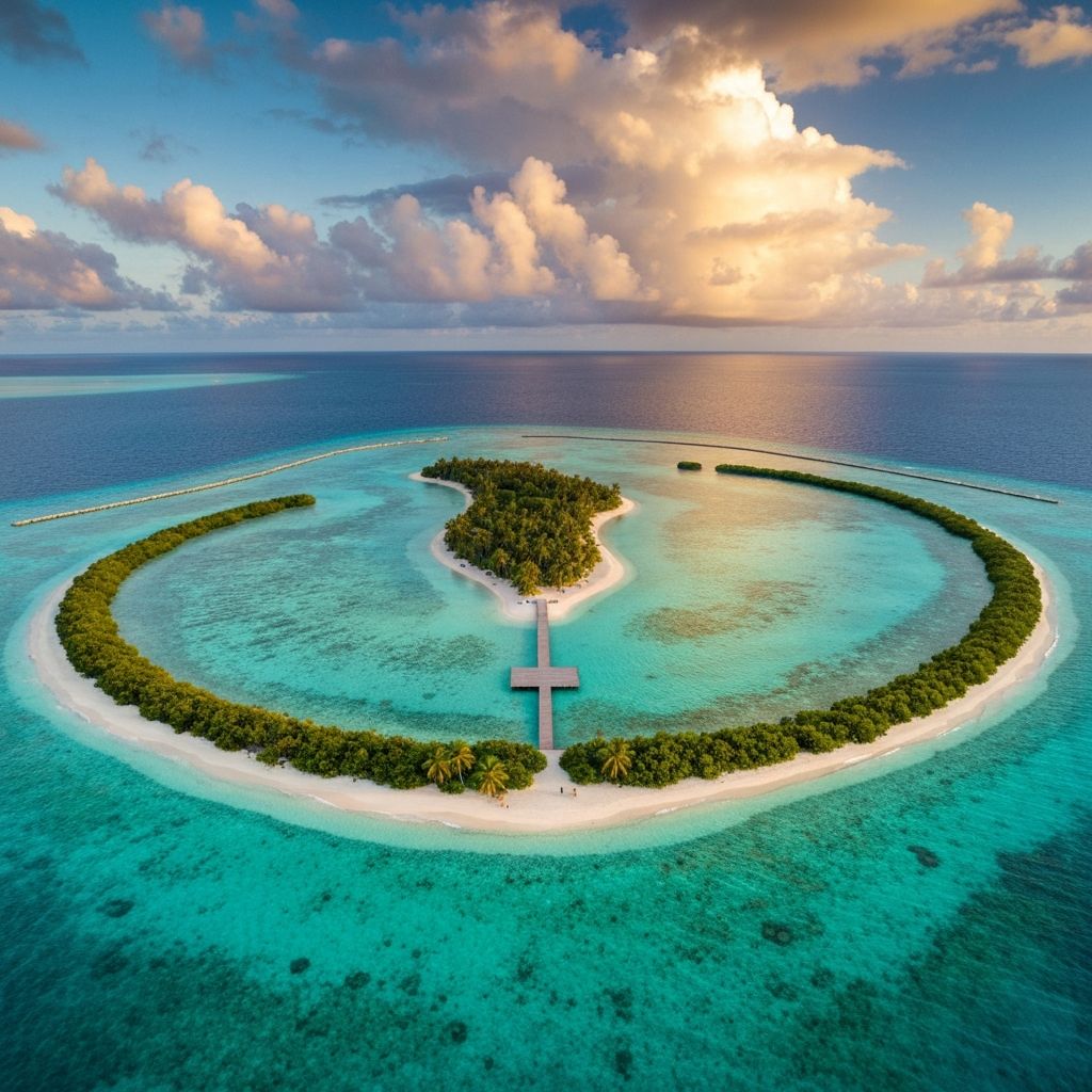 Pacific atoll with offshore estuarine ring